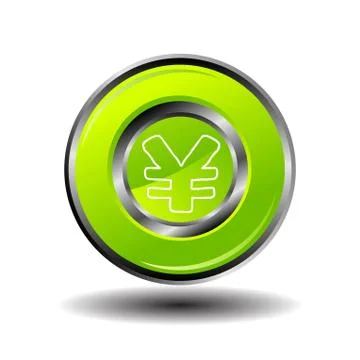 Green glossy yen button vector sign Stock Illustration