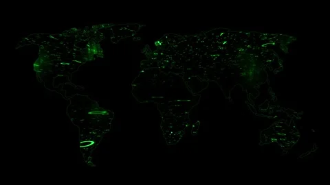 Green glow binary numbers and world map silhouette Stock Footage 322903742