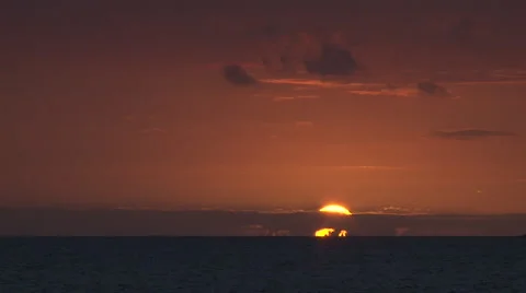 Green Glow Final Light Over Ocean Stock-Footage 54210386