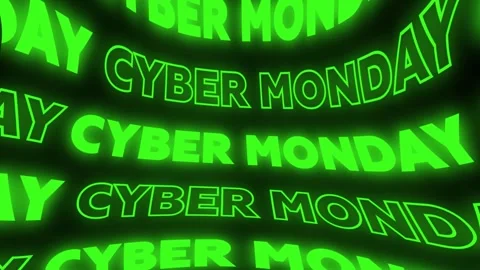 Green glow wavy text Cyber Monday on black. Horizontal 4K video Stock Footage 293205954