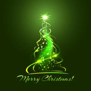 Green glow xmas tree Stock Illustration