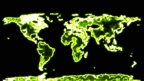 Green glowing 4k WORLD MAP Vídeos de archivo 287057331