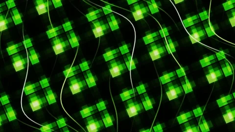 Green Glowing Abstract Digital Grid with Wavy Lines Background 動画素材 333081012
