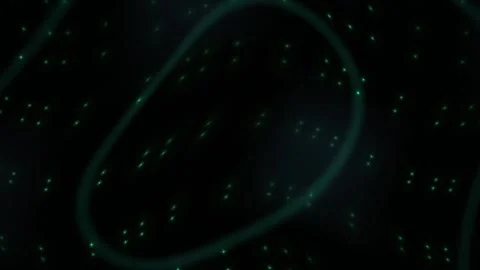 Green Glowing Abstract Lines and Particles Moving on a Dark Tech Background Stock Footage 343713099