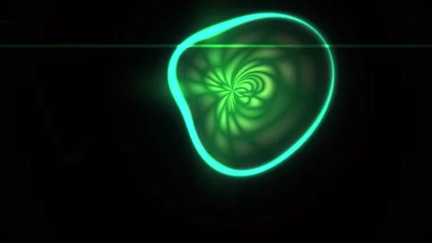 Green Glowing Abstract Shape Morphing on Black Background for Visualizer Stock Footage 343713601
