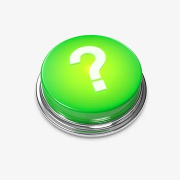 Green glowing alert button question mark Illustration