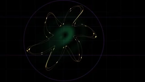 Green glowing atom model rotating slowly. Stock Footage 335365548