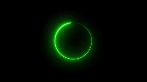 Green glowing circle of neon frame spinning - looped Stock Footage 119414256