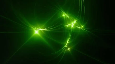 Green glowing circular intersections in space Ilustração Stock