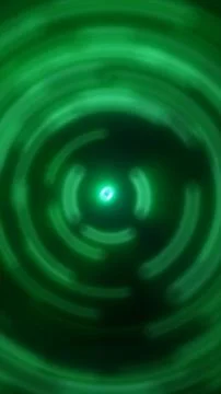Green glowing circular vortex with a bright center, soft rings, and digital.. Stock Illustration