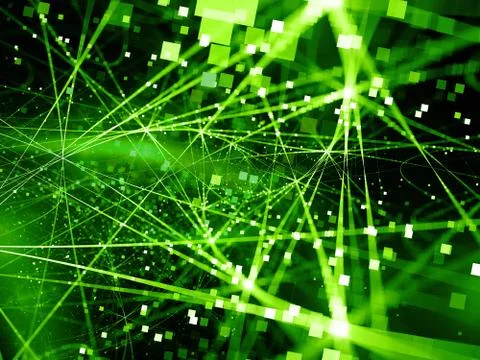 Green glowing connection lines with particles Illustrazione stock
