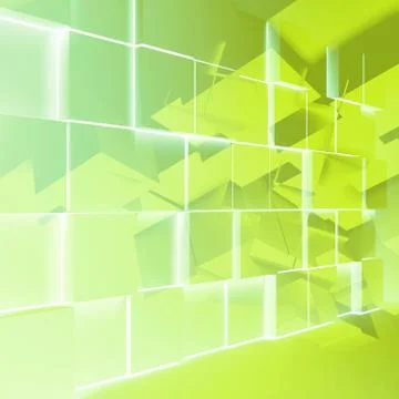 Green glowing cubes pattern. 3d Stock Illustration