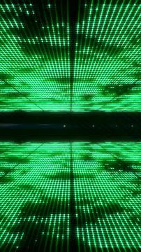 Green glowing digital matrix perspective grid background Stock Illustration