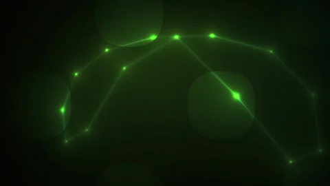 Green Glowing Digital Network Lines Pulsing on a Dark Tech Background Stock Footage 343714550