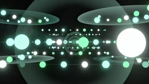 Green glowing digital network nodes flying through dark 3D data space Stock Footage 346761390