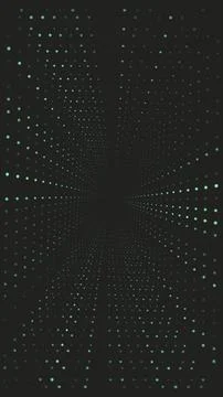 Green glowing dots 3d perspective tunnel digital abstract background Stock Illustration