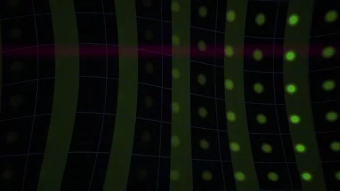 Green Glowing Dots Grid Pattern Motion Background on Dark Screen for Techno.. Stock Footage 343715132