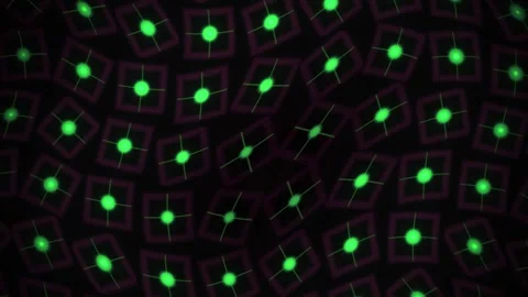 Green Glowing Dots in Purple Squares Form a Dynamic Technology Pattern for .. Stock Footage 343715112