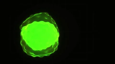 Green Glowing Energy Blob Morphing on Dark Grid Background Video stock 343715168