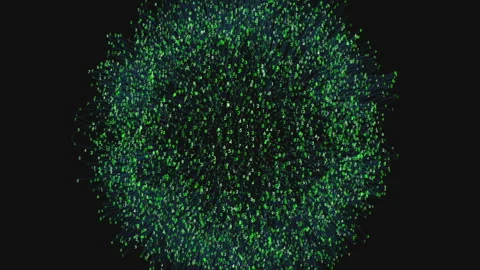 Green glowing face human form created by a circular pattern of small green dots Stock Footage 311589072