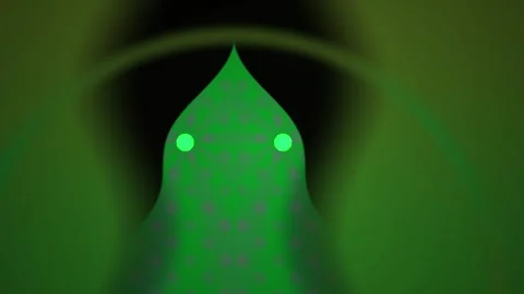 Green glowing figure in dark background. Stock Footage 336701785