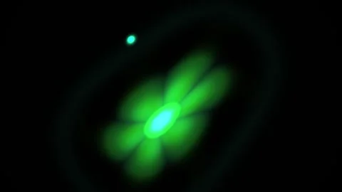 Green glowing flower-like object in black background. Stock Footage 335961097