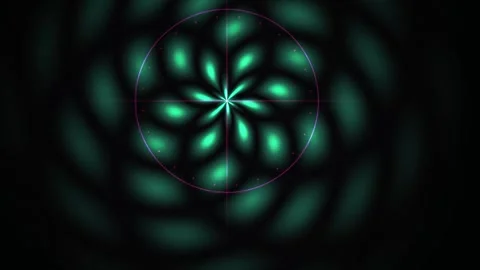 Green glowing flower shaped pattern on black background. Stock Footage 337475485