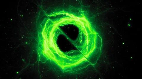 Green glowing forming of accretion disk with force field Stock Illustration