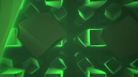 Green Glowing Geometric Shapes Abstract Motion Background for Tech and Futu.. Stock Footage 343715469
