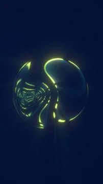 Green glowing glass vortex on a deep blue background, creating a futuristic.. Stock Illustration