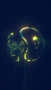 Green glowing glass vortex on a deep blue background, creating a futuristic.. イラスト素材