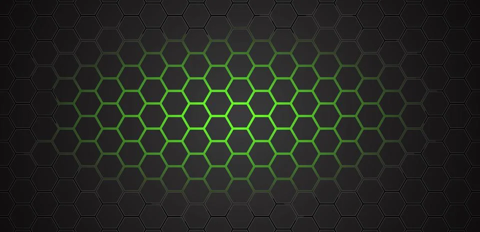 Green Glowing Hexagonal Grid Abstract Geometric Background. Vector Illustration Stockillustratie