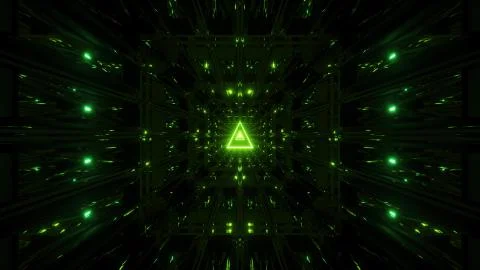 Green glowing holy wireframe 3d illustration background wallpaper with shine Illustrazione stock