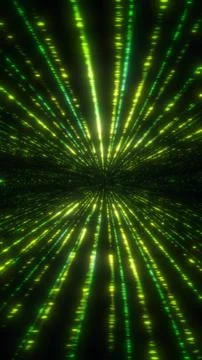 Green glowing hyperspace warp speed light trails Stock Illustration