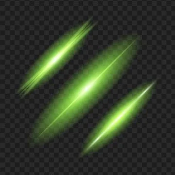 Green glowing light effect. Isolated on black transparent background. Vector  Illustrazione stock