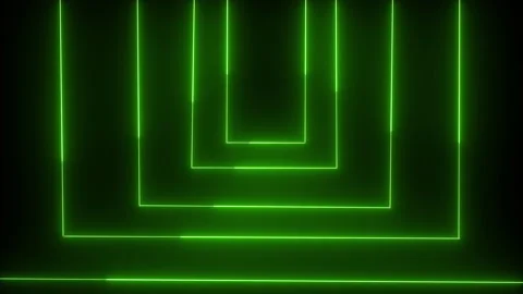 Green Glowing Light Lines moving at Speed Creating Abstract Rectangular Hallway Stock Footage 331555912