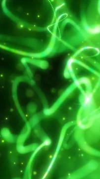 Green glowing light trails and soft bokeh particles create an abstract futu.. Stock-Illustration