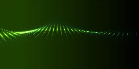 Green glowing linear sound waveform abstract futuristic tech background Stock Illustration