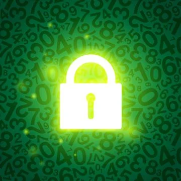 Green glowing lock Illustrazione stock