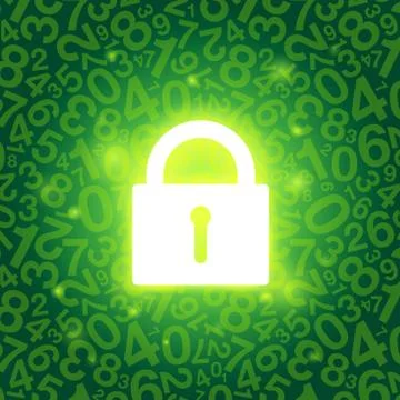 Green glowing lock Illustrazione stock