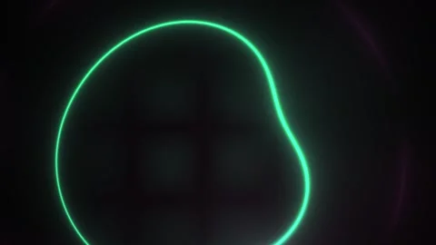 Green Glowing Neon Line Morphing Between Circle and Triangle on Dark Backgrou Stock Footage 343715963