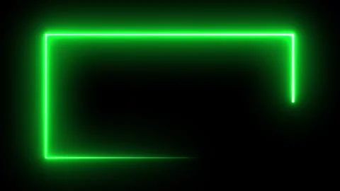 Green Glowing Neon rectangle frame loop animation Stock Footage 319676153