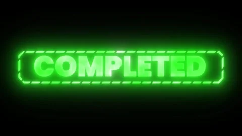 Green glowing neon text "COMPLETED" Stock Footage 314681459