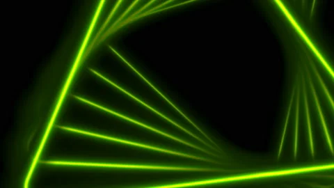 Green glowing neon triangular lines abstract motion background Stock Footage 128178908