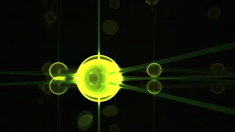 Green Glowing Network Nodes in Dynamic Motion Sequence Stock Footage 343716261