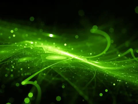 Green glowing new technology in deep space Ilustración de archivo