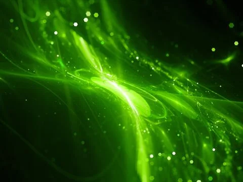 Green glowing new technology flow in space Ilustración de archivo