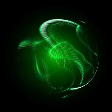 Green glowing orb isolated over black background Stock Illustration