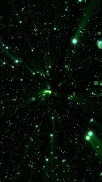 Green glowing particle rays emitting from a central point, creating a burst e Stock Illustration