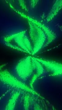Green glowing particle structure twisting through darkness, forming a futur.. Stock Illustration
